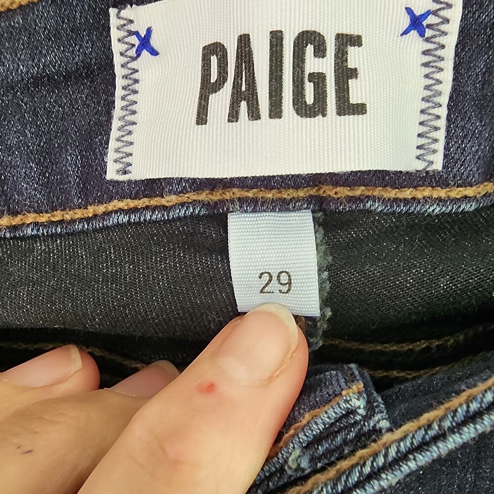 PAIGE Size 29 Leggy Ultra Skinny Dark Wash Denim Blue Jeans - Picture 5 of 11